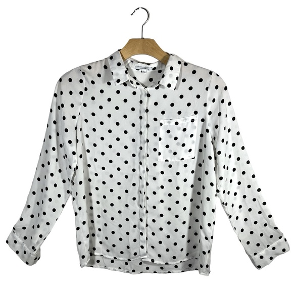 Fashion Nova Tops - FASHION NOVA Button-down Sheer Dress Shirt with Polka Dots